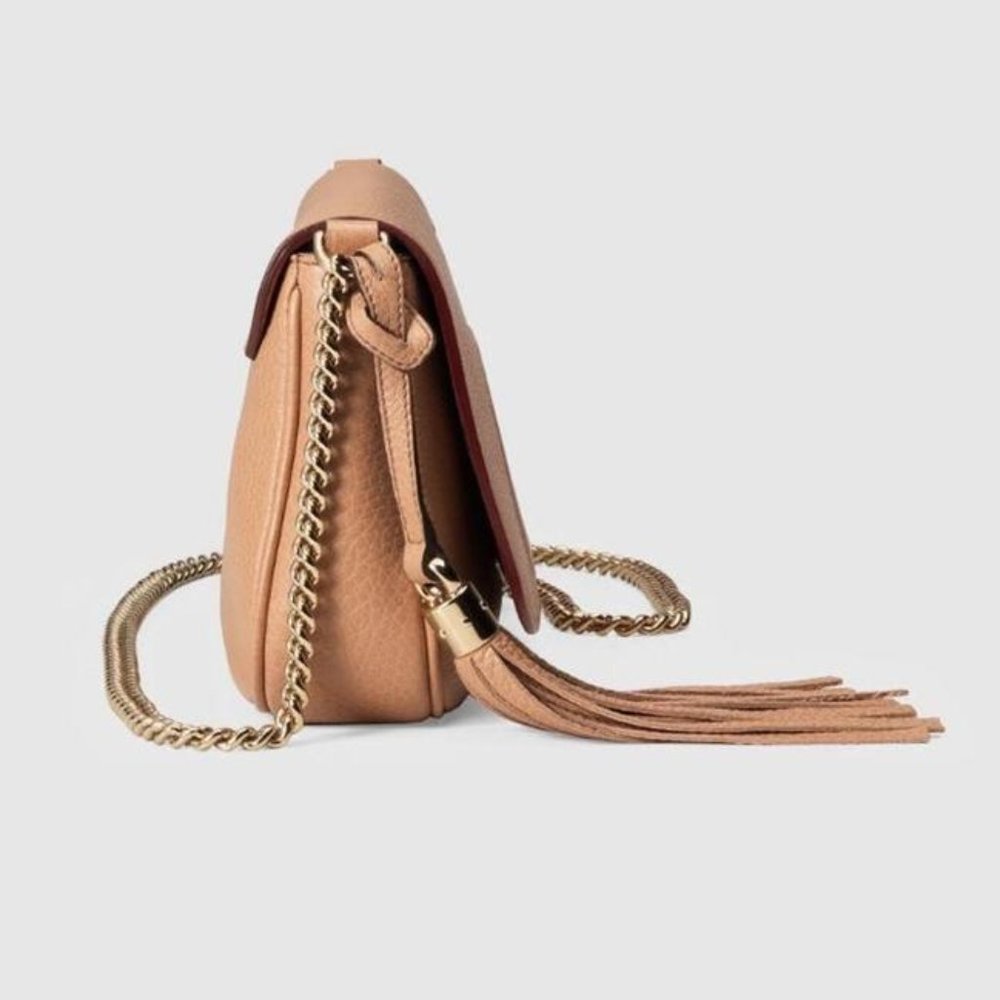 Gucci Soho New Tan Leather CrossBody Shoulder Bag - Picture 4 of 9